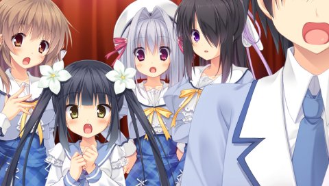 Asahina mai, game cg, hazuki mikuri, kazama minto, pla, boy, girls, open mouths