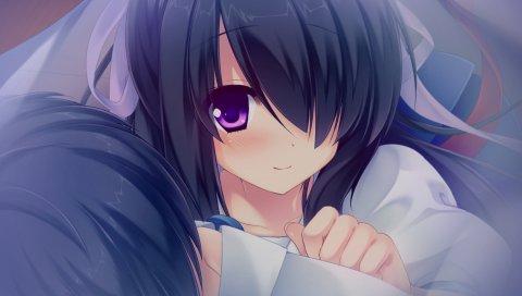 Ame cg, hazuki mikuri, sakura no reply, девушка, брюнетка, челка, улыбка