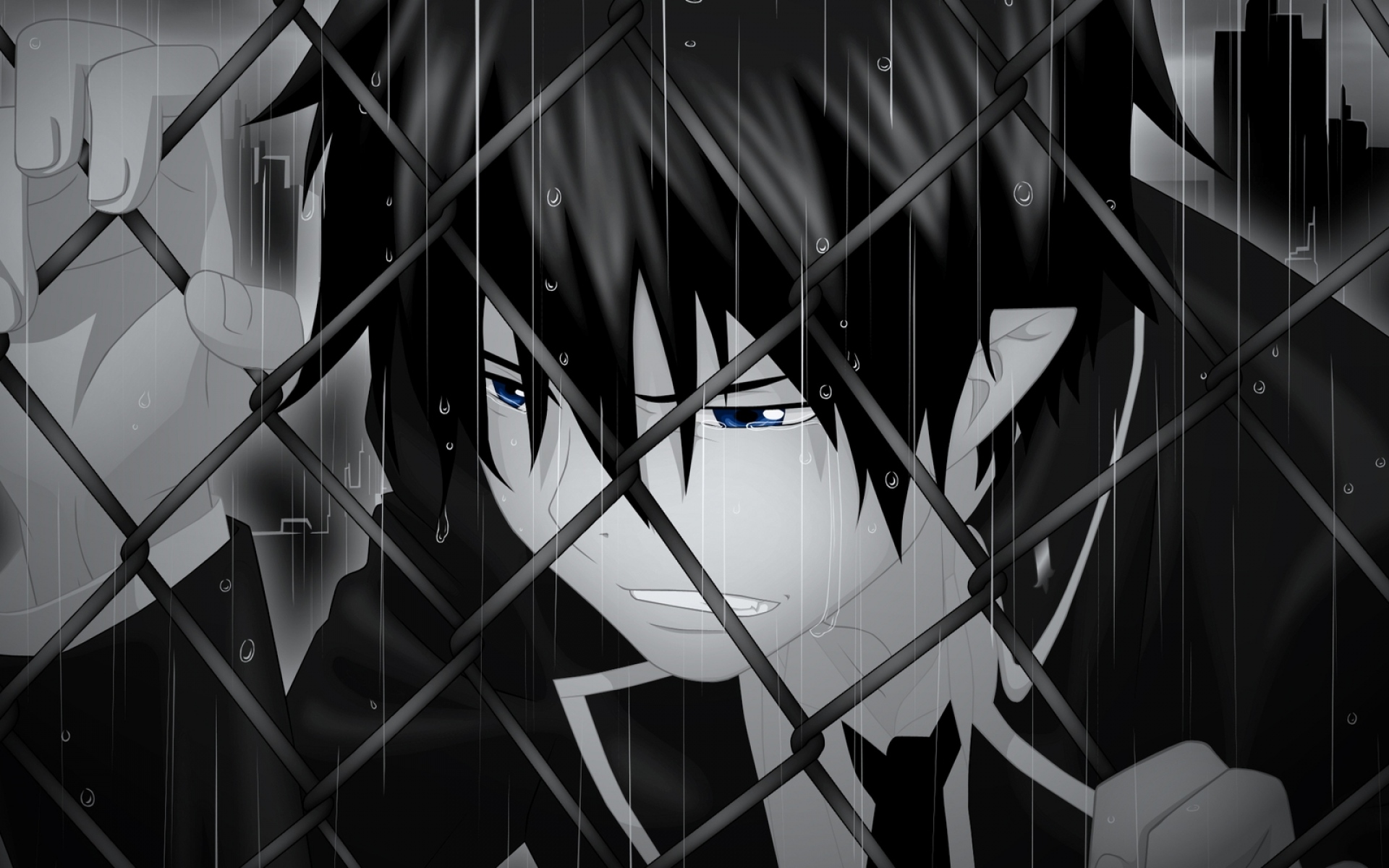 Картинки Ao no exorcist, rin okumura, парень, брюнетка, дождь фото и обои на рабочий стол