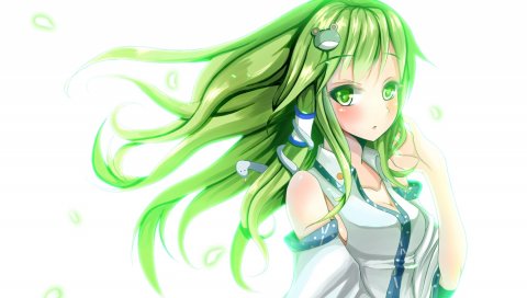 Ателье yuu, kochiya sanae, девушка, зеленые глаза, зелёные волосы