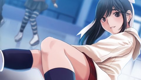 Любовь плюс, takane manaka, девушка, брюнетка, осанка, чулки