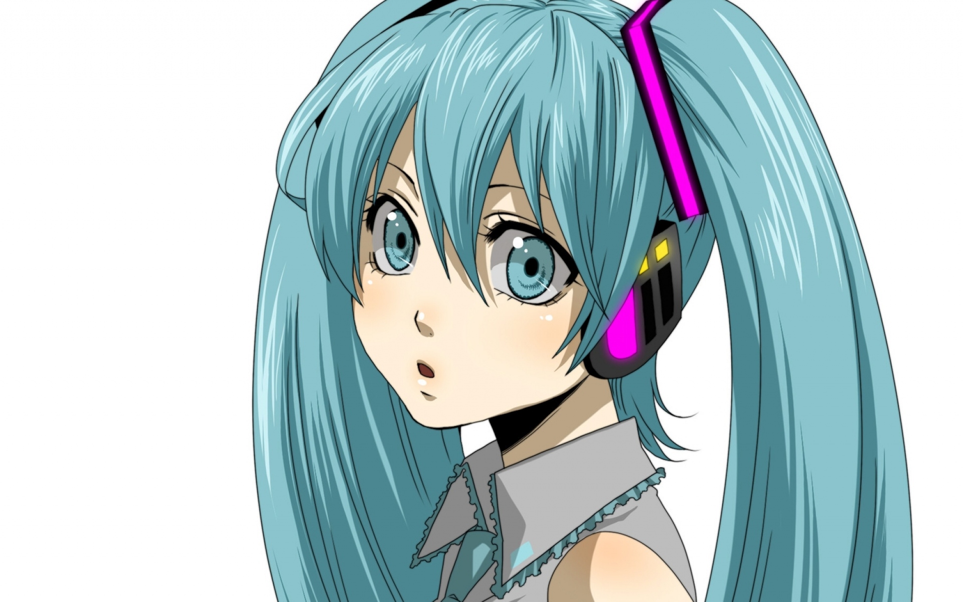 Картинки Hatsune miku, naoto, вокалоид, девушка, голубые глаза, наушники фото и обои на рабочий стол