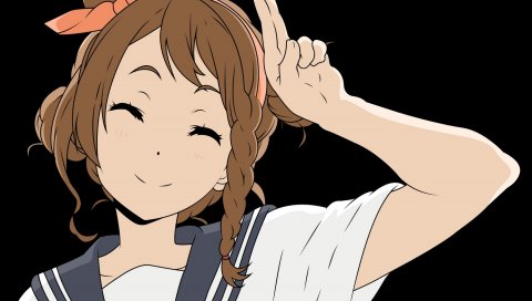 Hyouka, sawakiguchi misaki, seifuku, девушка, улыбка, жест