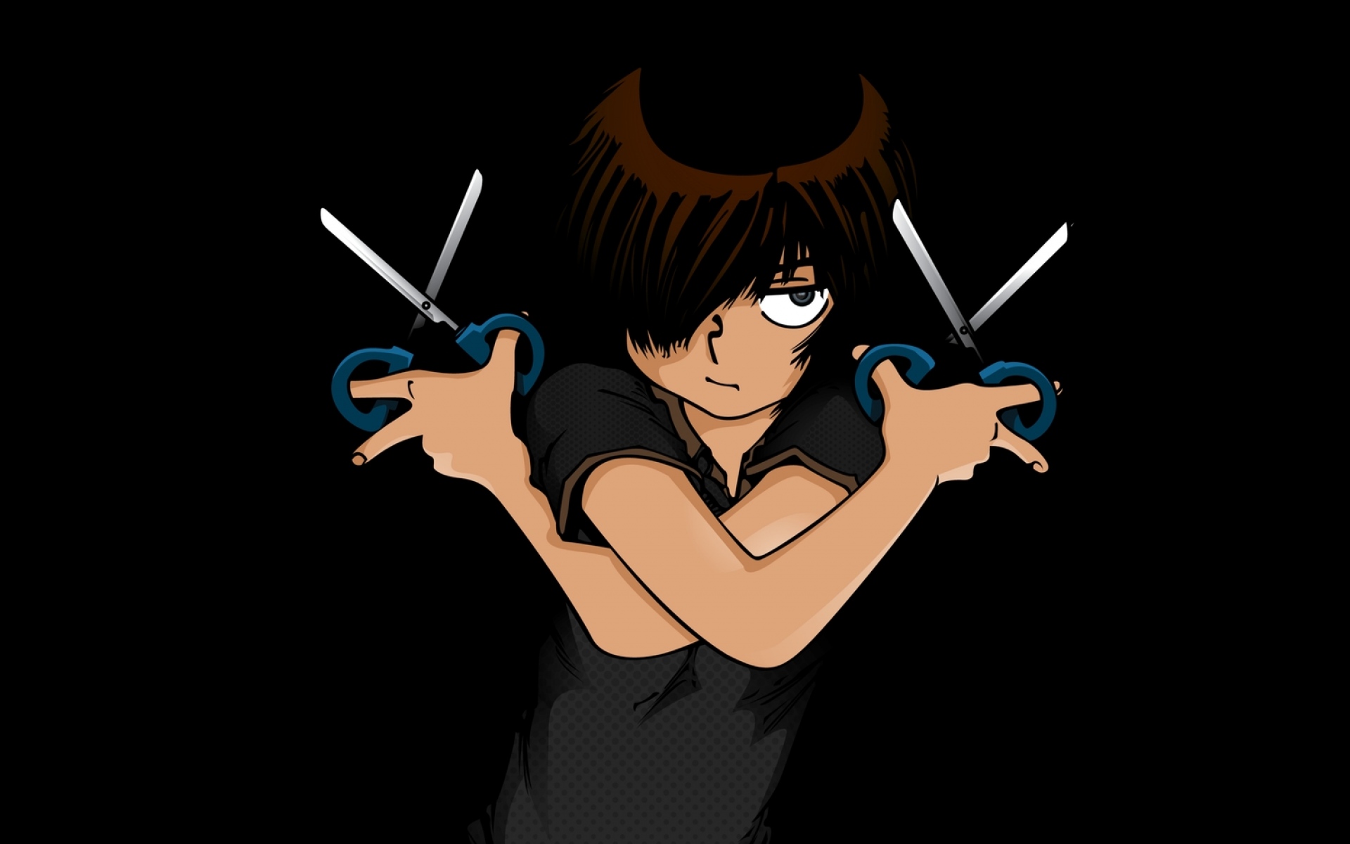 Картинки Nazo no kanojo, urabe miko, девушка, брюнетка, ножницы, челка фото и обои на рабочий стол