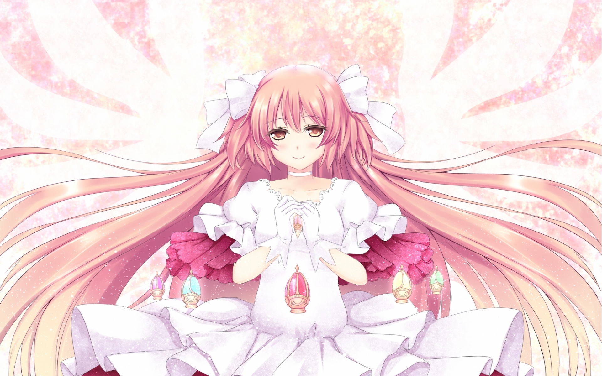Картинки Mahou shoujo madoka magica, девушка, улыбка, розовые волосы, фото и обои на рабочий стол