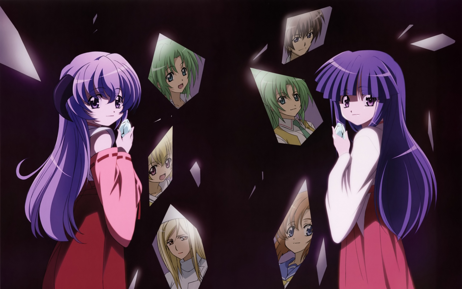 Картинки Higurashi no naku koro ni, девушки, зеркало, отражение фото и обои на рабочий стол
