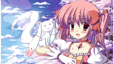 Mahou shoujo madoka magica, девушка, румянец, перчатка, бытие