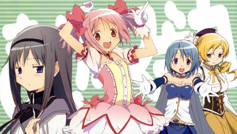 Mahou shoujo madoka magica, девушки,