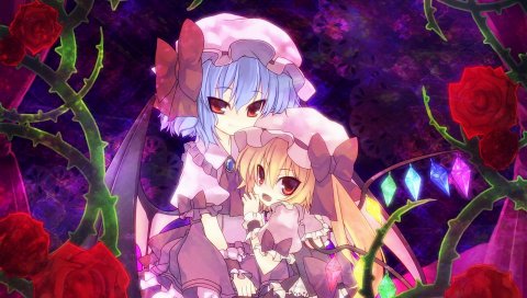 Коллекция touhou, девушка, объятия, розы, шипы