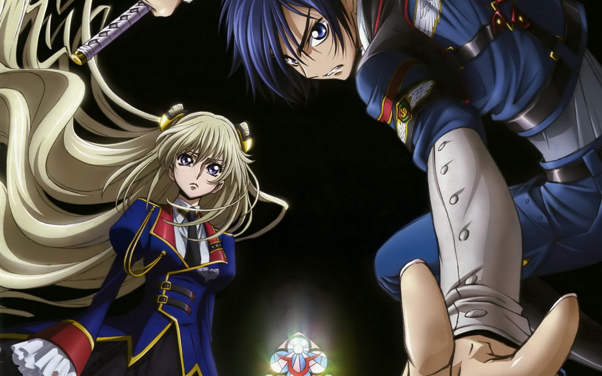 Картинки Код geass, мальчик, девушка, оружие, движение фото и обои на рабочий стол