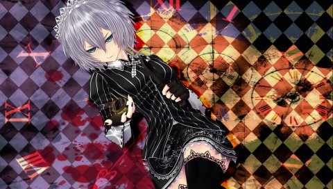 Коллекция touhou, девушка, часы, цифры, взгляд