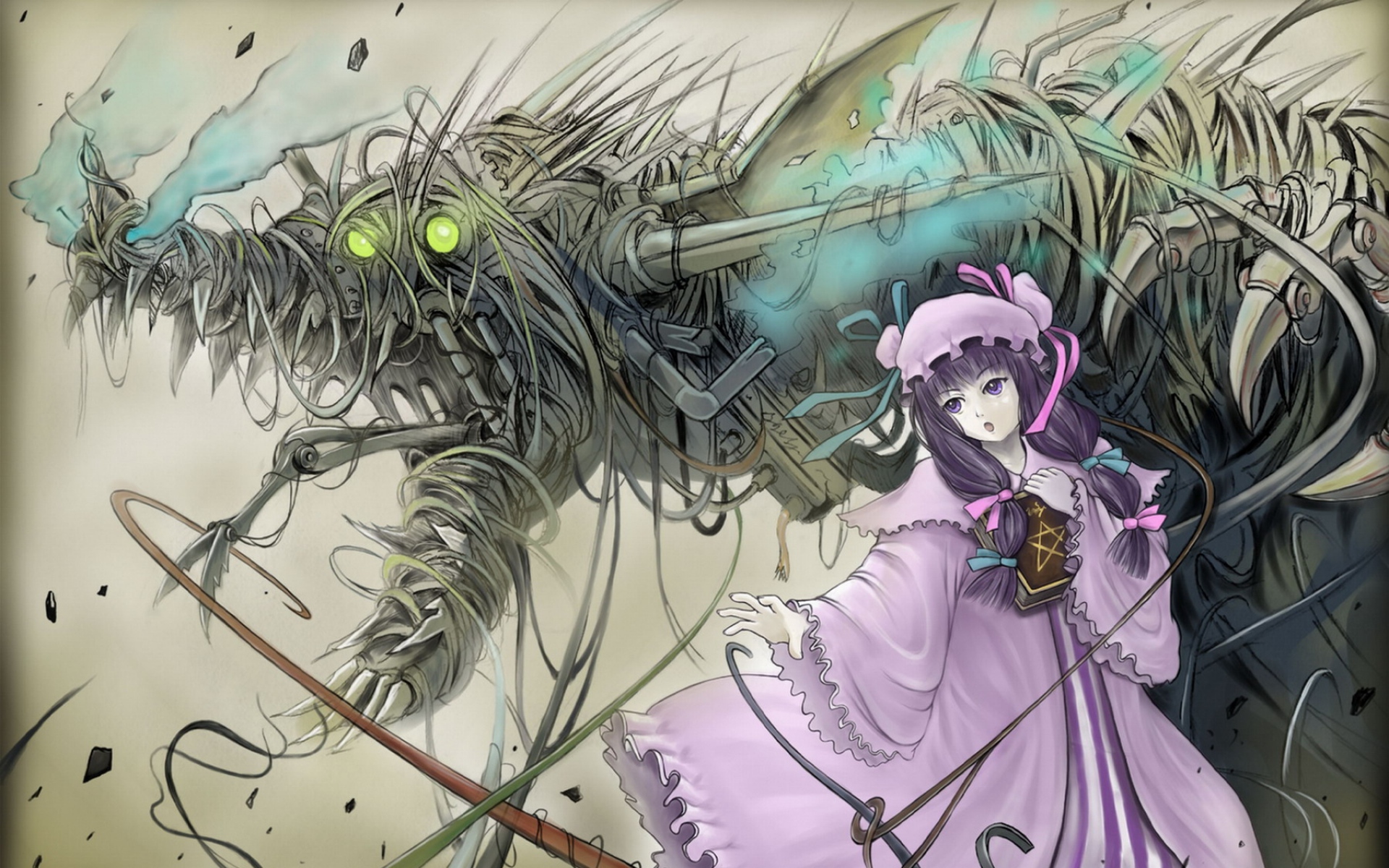 Картинки Коллекция touhou, девушка, платье, кепка, монстр фото и обои на рабочий стол