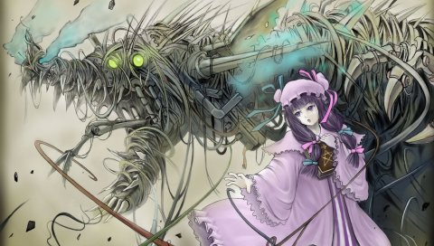 Коллекция touhou, девушка, платье, кепка, монстр
