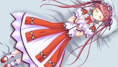 Shukufuku no campanella, девушка, сон, постель, платье