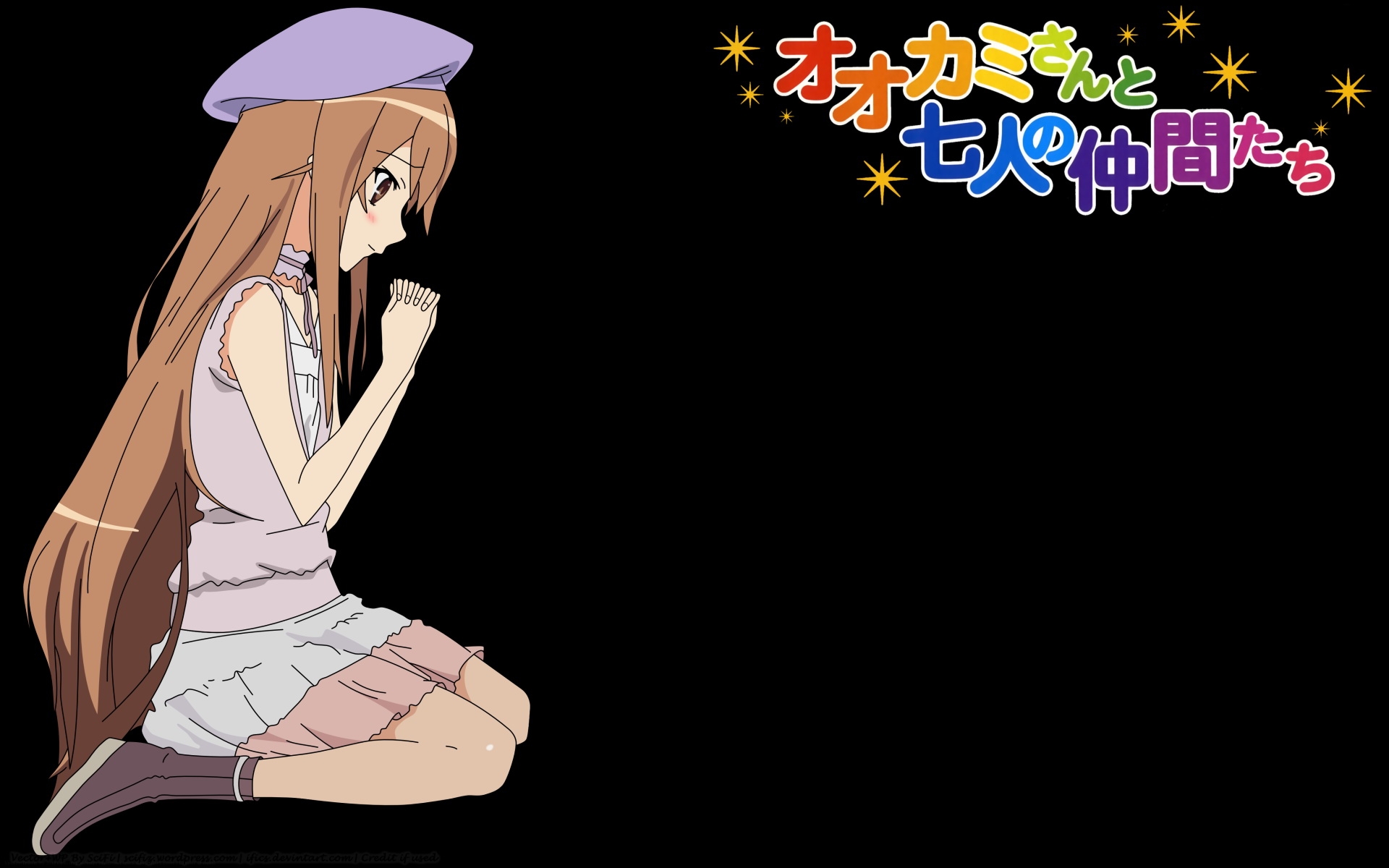 Картинки Ookami-san для шичинин no nakama-tachi, девушка, поза, молитва фото и обои на рабочий стол