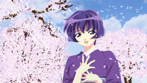 Ai yori aoshi, девушка, кимоно, весна, радость