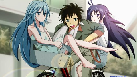 Denpa onna to seishun otoko, мальчик, девочки, велосипед