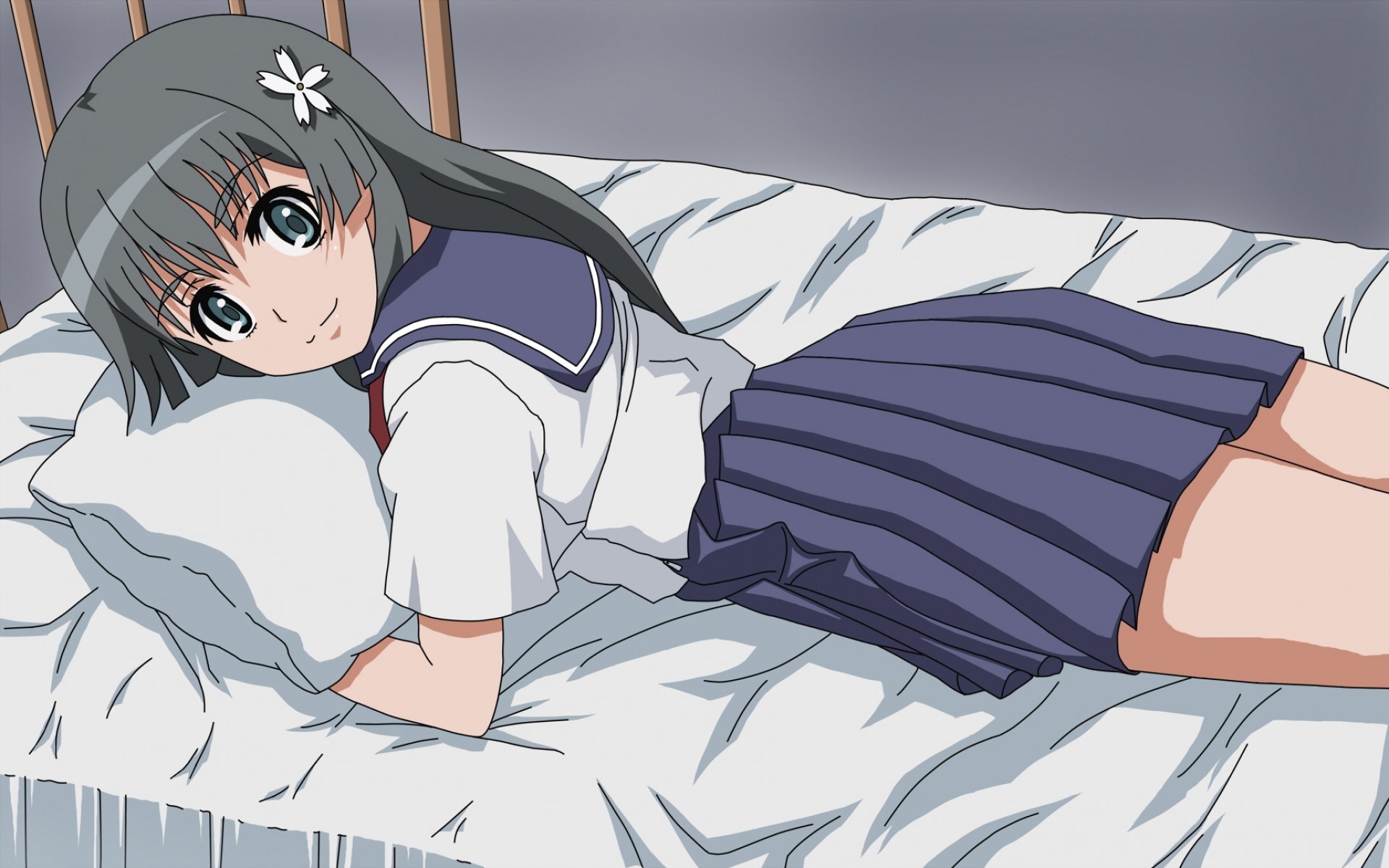 Картинки To aru kagaku no railgun, saten ruiko, девушка, милый, улыбка, постельные принадлежности, подушка фото и обои на рабочий стол