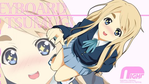 K-on, kotobuki tsumug, девушка, блондинка, юбка, улыбка