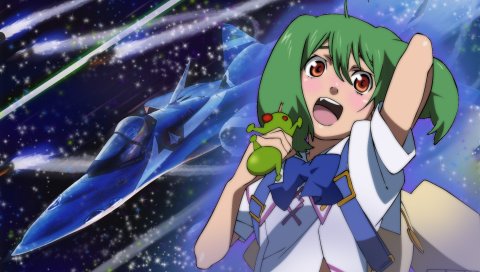 Macross frontier lee ranka, девушка, космический корабль, космос