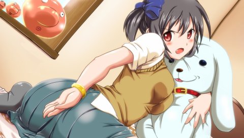 Девушка, гнев, игрушка, собака