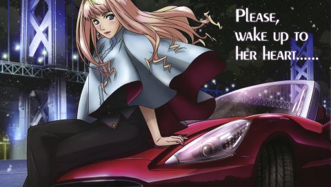 Macross frontier, девушка, автомобиль, ночь
