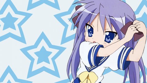 Счастливая звезда, hiiragi kagami, девушка, лук, звезды