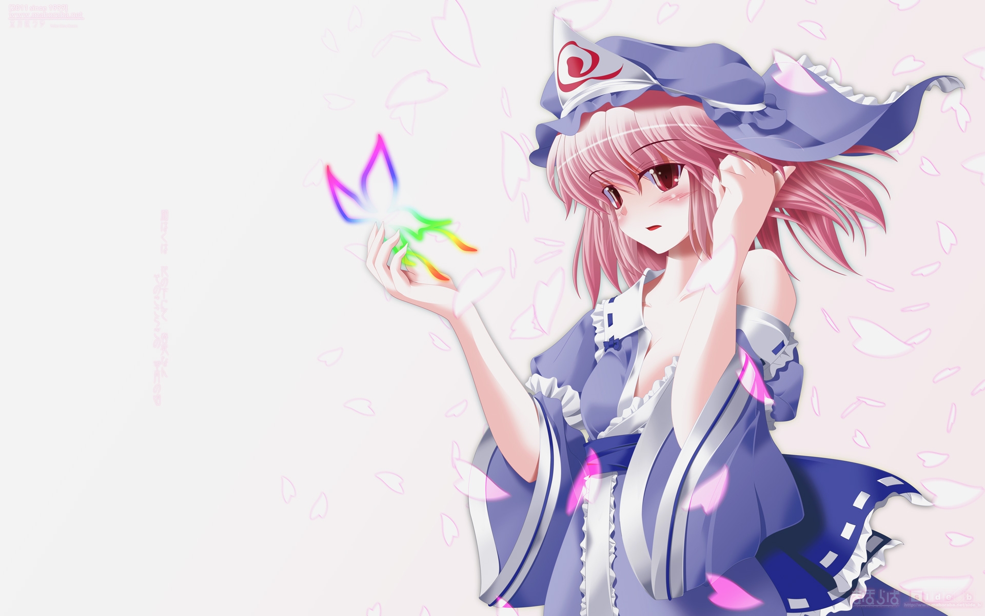 Картинки Коллекция touhou, девушка, платье, плечо, лепестки фото и обои на рабочий стол