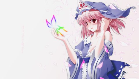 Коллекция touhou, девушка, платье, плечо, лепестки