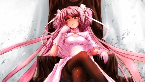 Mahou shoujo madoka magica, девушка, поза, дерево