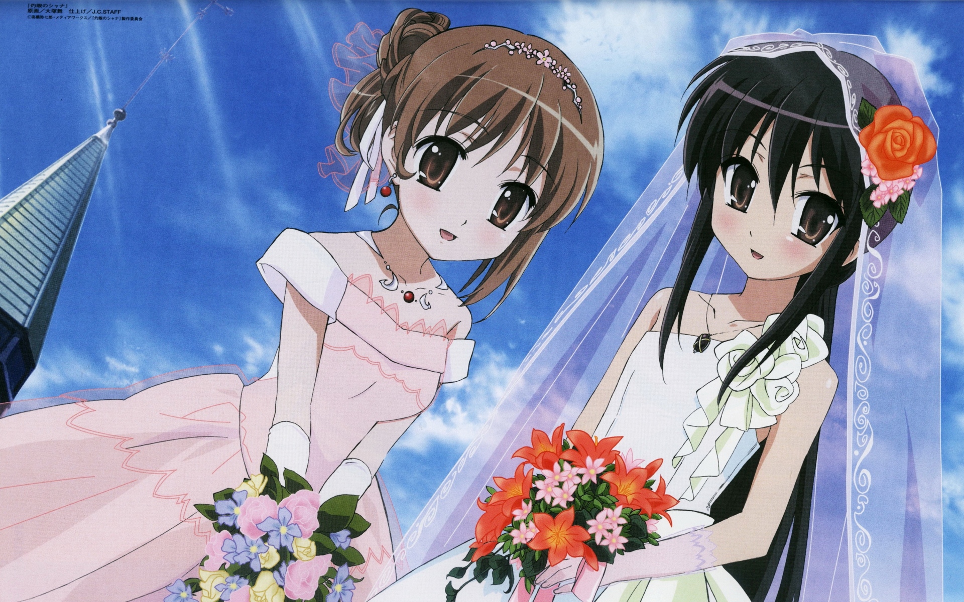 Картинки Shakugan no shana, девушки, невесты, букет фото и обои на рабочий стол