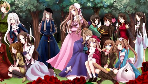 Hetalia оси полномочия, толпа, парк, цветы
