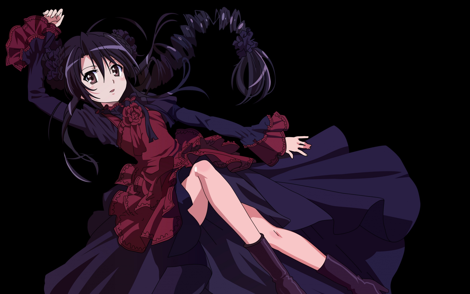 Картинки Shakugan no shana, девушка, брюнетка, платье, осанка фото и обои на рабочий стол