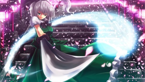 Коллекция touhou, девушка, платье, блеск, лепестки