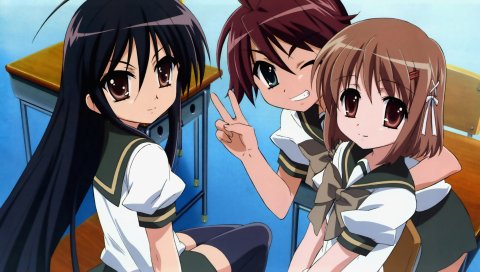 Shakugan no shana, девочки, школьная форма,