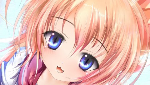 Heruka tenma no kuro usagi, девушка, голубые глаза, крупный план