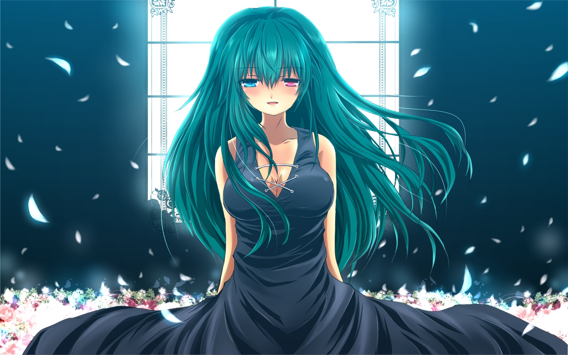 Картинки Коллекция touhou, девушка, платье, лепестки, ветер фото и обои на рабочий стол