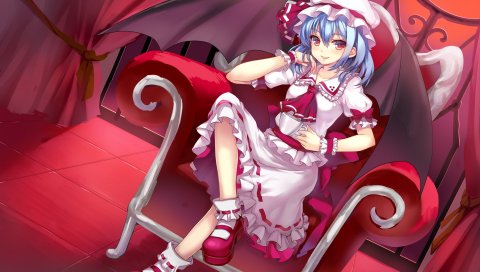Коллекция touhou, девушка, крылья, чашка, стул