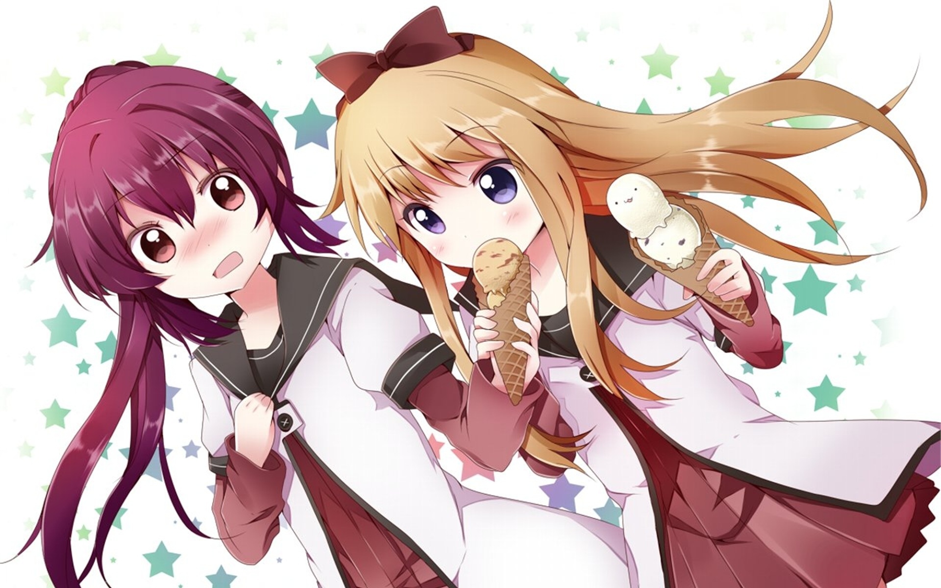 Картинки Yuru yuri, девочки, мороженое фото и обои на рабочий стол