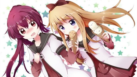 Yuru yuri, девочки, мороженое