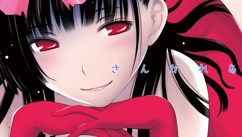 Sankarea, девушка, улыбка, перчатки, крупный план