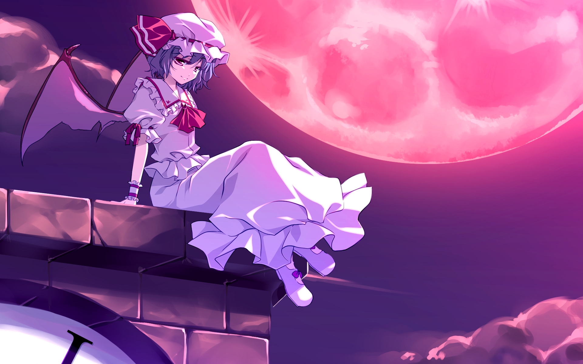 Картинки Коллекция touhou, девушка, крылья, луна фото и обои на рабочий стол