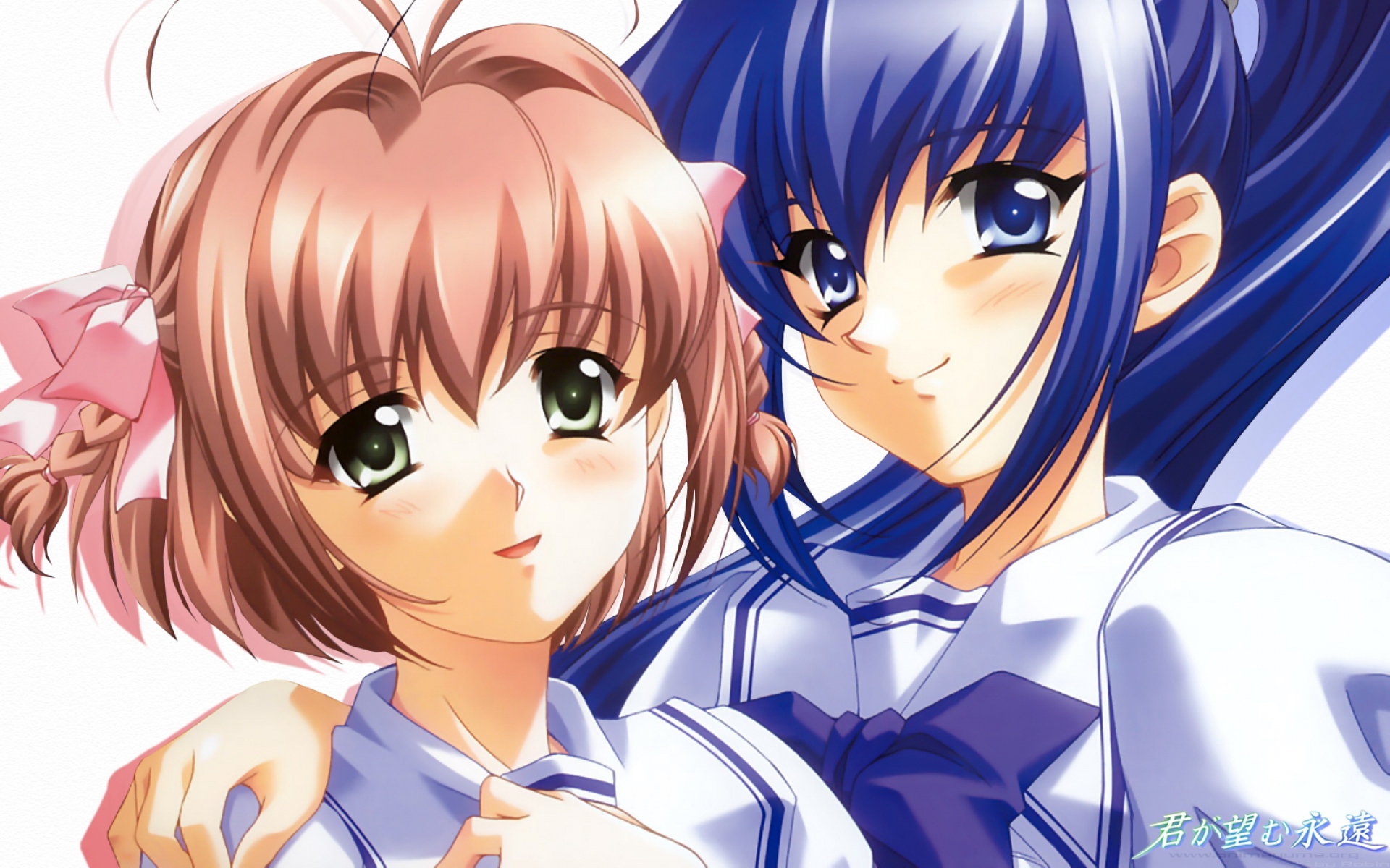 Картинки Kimi ga nozomu eien, девушки, улыбки, объятия фото и обои на рабочий стол