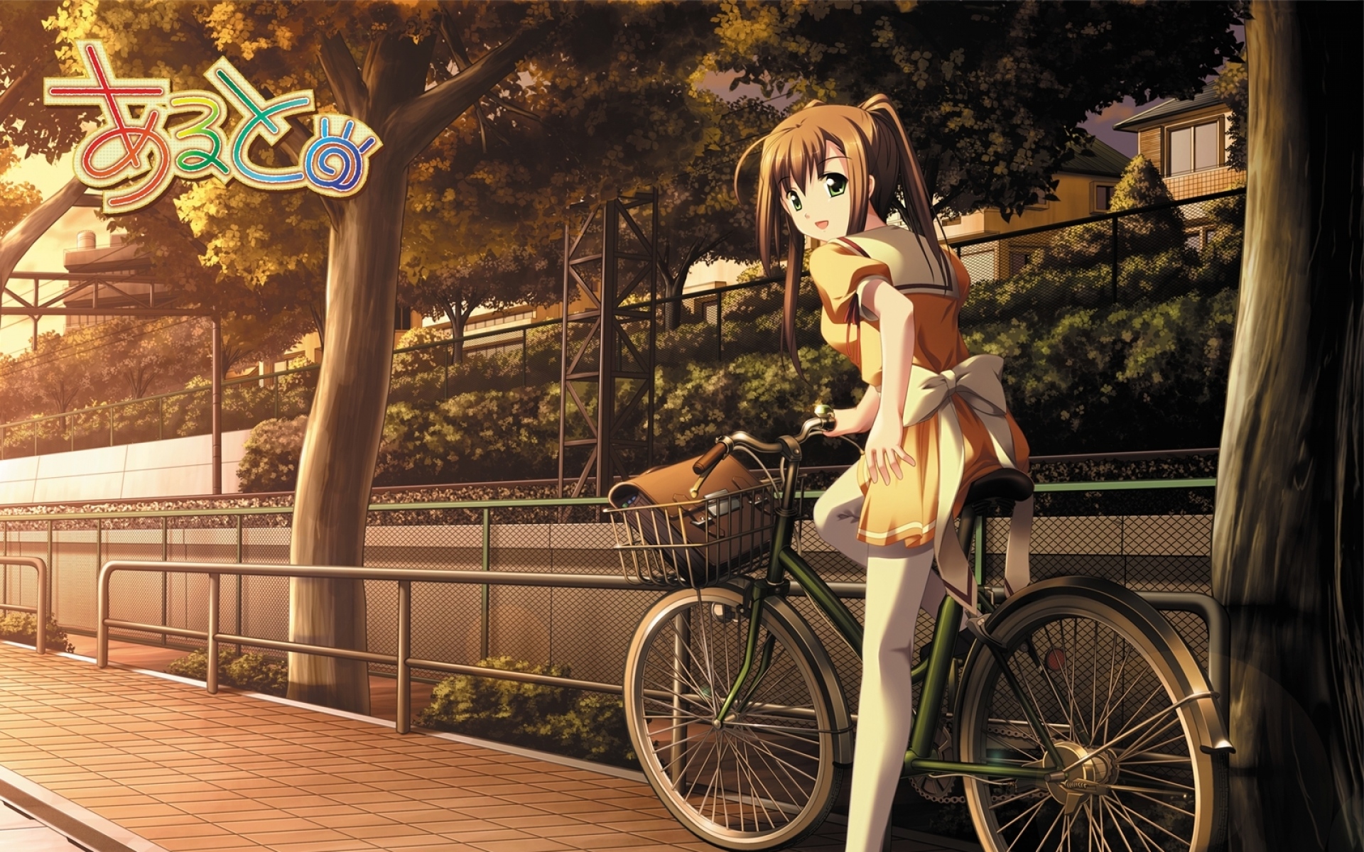 Картинки Фиолетовое программное обеспечение, tachibana megumi, девушка, велосипед, прогулка фото и обои на рабочий стол