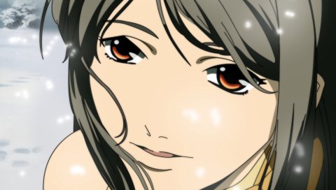 Rahxephon, девушка, брюнетка, снег, крупный план