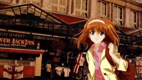 Shuffle, fuyou kaede, девушка, сумка, прогулка