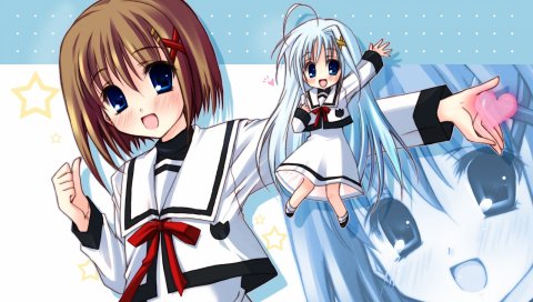 Mahou shoujo лирический nanoha, yagami hayate, усиление zwei, девушки, радость, движение