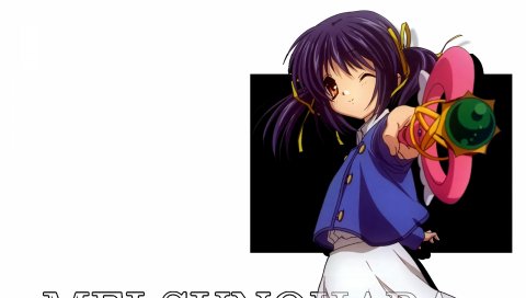 Clannad, sunohara mei, girl, wink, rod
