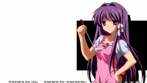Clannad, fujibayashi kyou, девушка, фартук, ковш