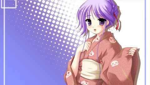 Kakesu, watarase jun, девушка, румянец, открытый рот, кимоно
